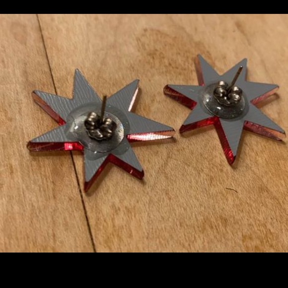 Pink star earrings - Picture 2 of 2
